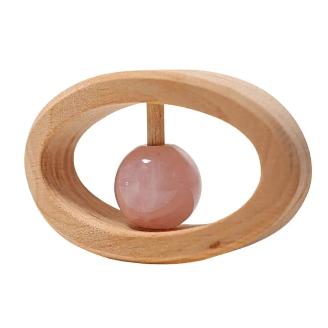 Grimm's Spiel u0026 Holz 12-24 Months|Handmade Toys < Rose Quartz Wooden Baby Rattle
