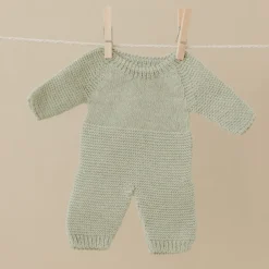 Miniland Dolls|4 Years < Sage Green Knit Doll Pajamas - 12''