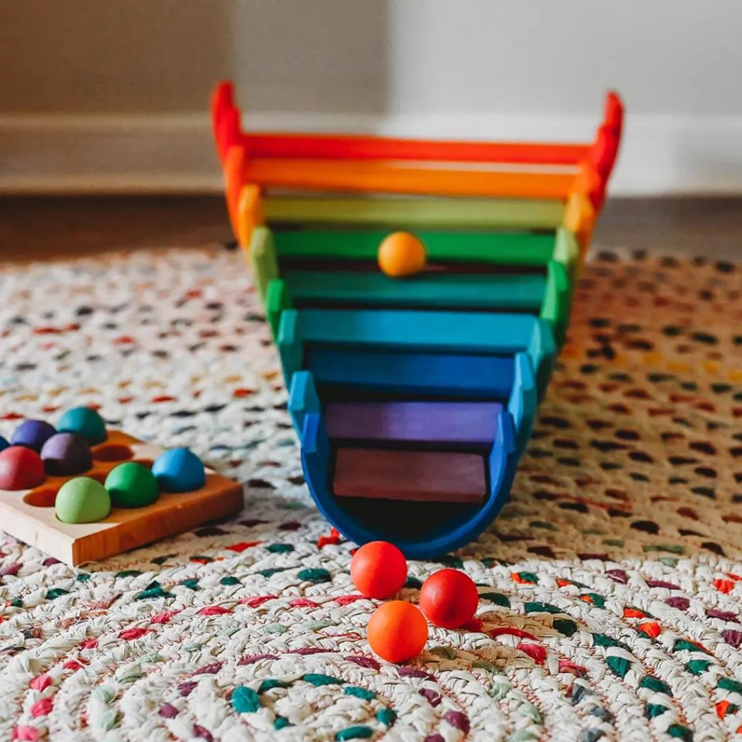 Grimm's Spiel u0026 Holz Marble & Ball Runs|Early Learning < Small Wooden Rainbow Balls, Set of 12