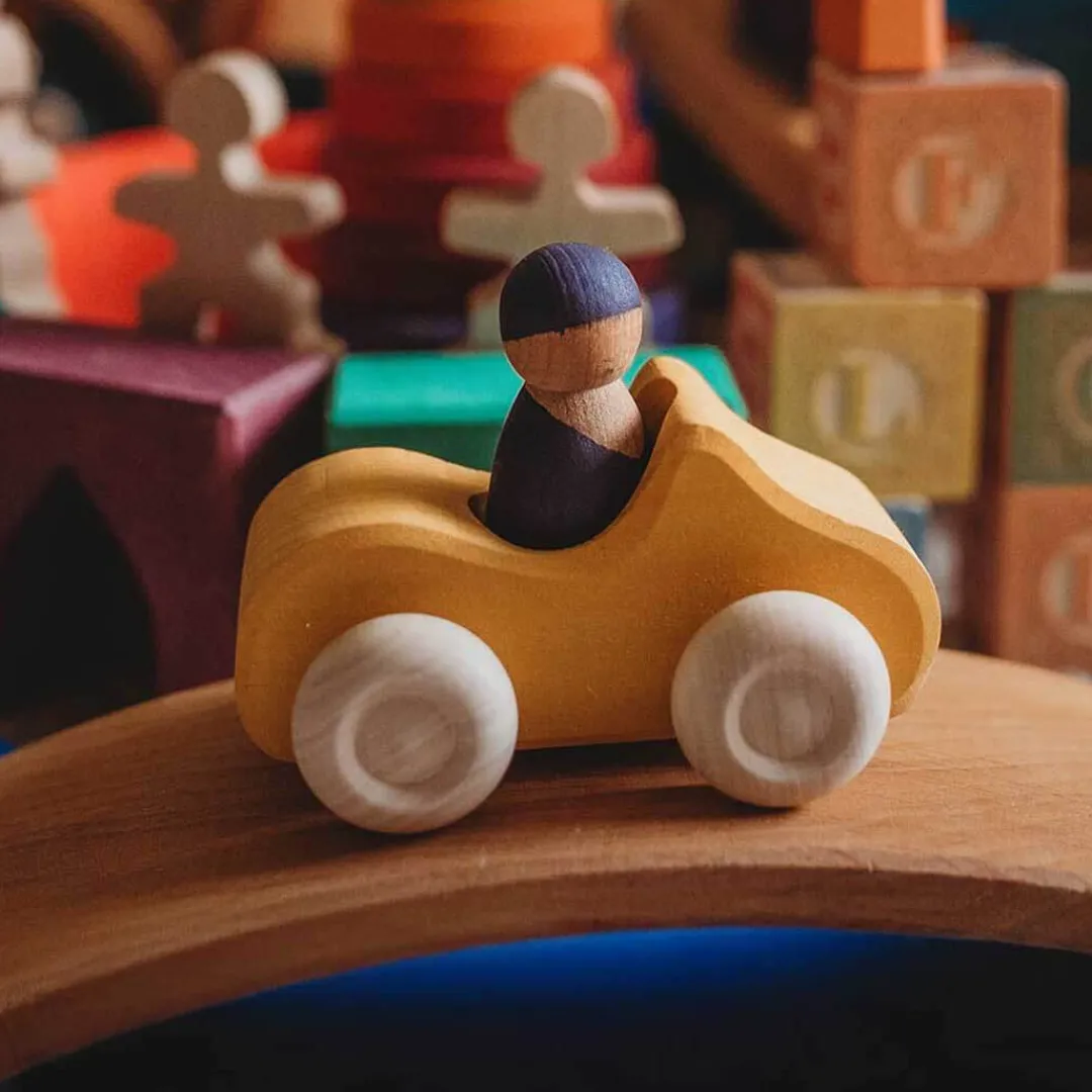 Grimm's Spiel u0026 Holz 12-24 Months|2 Years < Small Yellow Convertible - Wooden Toy Car