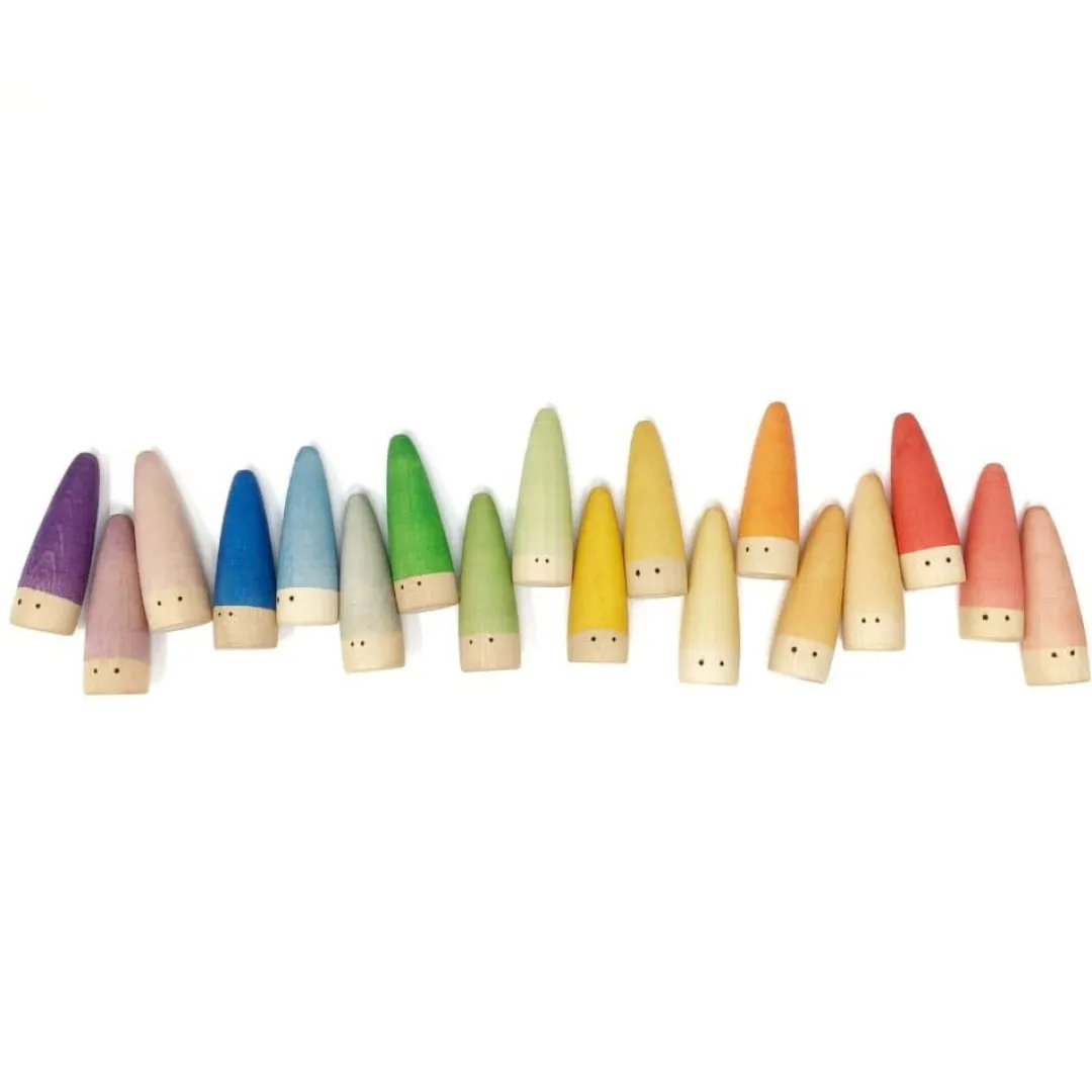 Grapat Dolls|Fairies & Gnomes < Stick Gnomes - Set of 18 Wooden Toy Figures