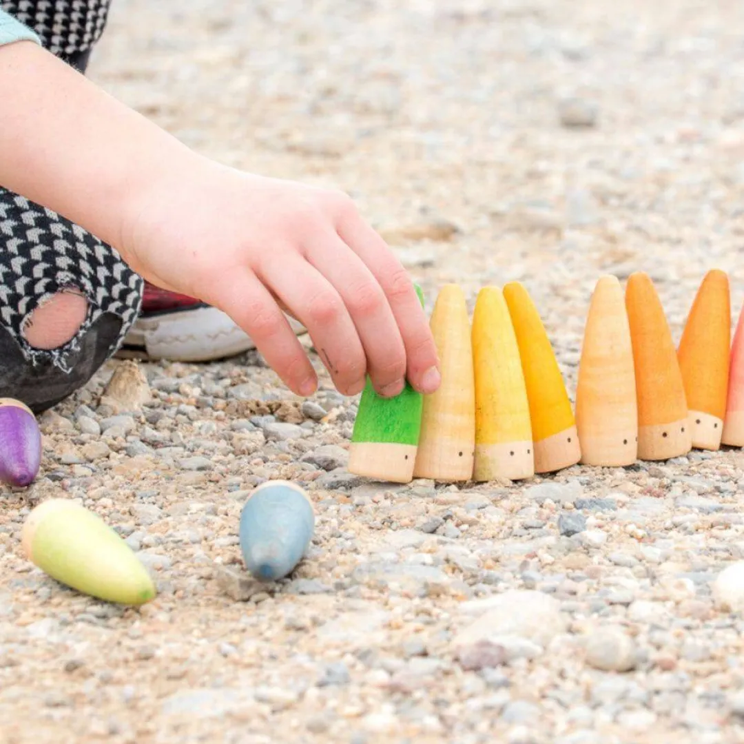 Grapat Dolls|Fairies & Gnomes < Stick Gnomes - Set of 18 Wooden Toy Figures