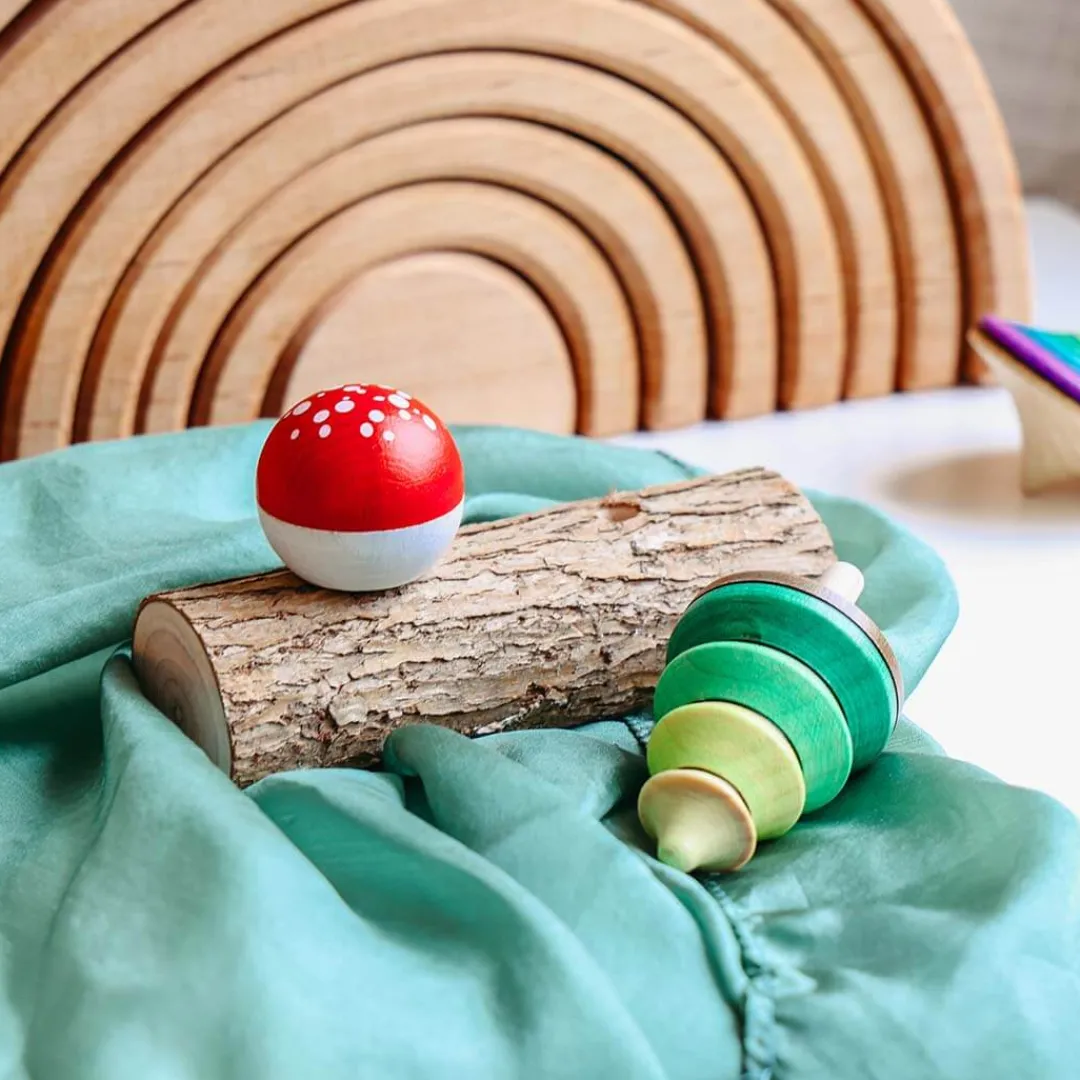 Mader Wooden Toys|4 Years < Tree & Mushroom Wooden Top Set