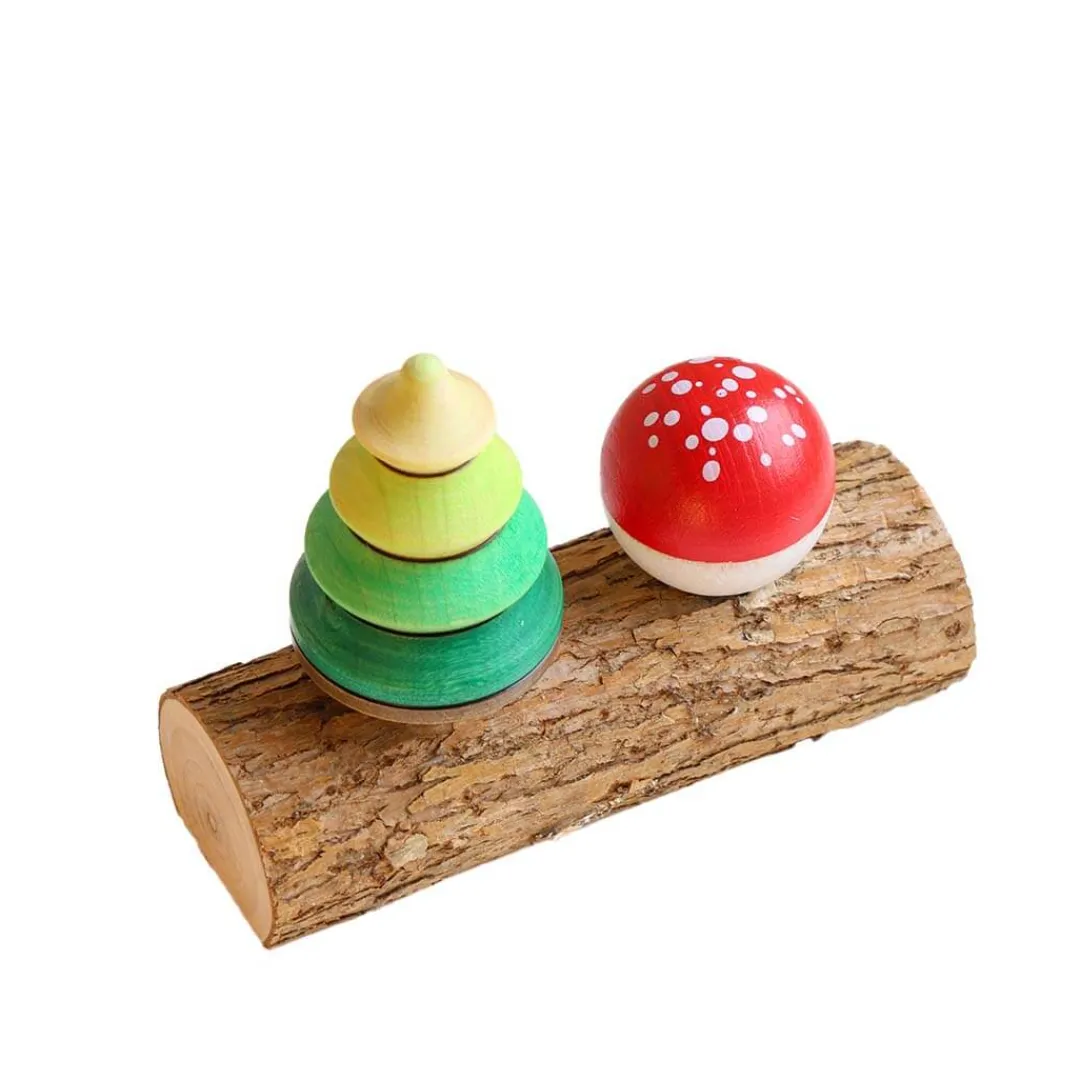 Mader Wooden Toys|4 Years < Tree & Mushroom Wooden Top Set
