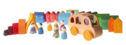 Grimm's Spiel u0026 Holz 12-24 Months|Wooden Toys < Village Building Blocks Set