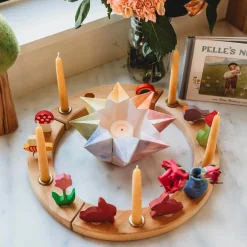 Grimm's Spiel u0026 Holz Handmade Toys|Wooden Toys < Waldorf Wooden Birthday Ring - 16 Holes