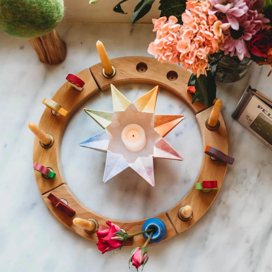 Grimm's Spiel u0026 Holz Handmade Toys|Wooden Toys < Waldorf Wooden Birthday Ring - 16 Holes