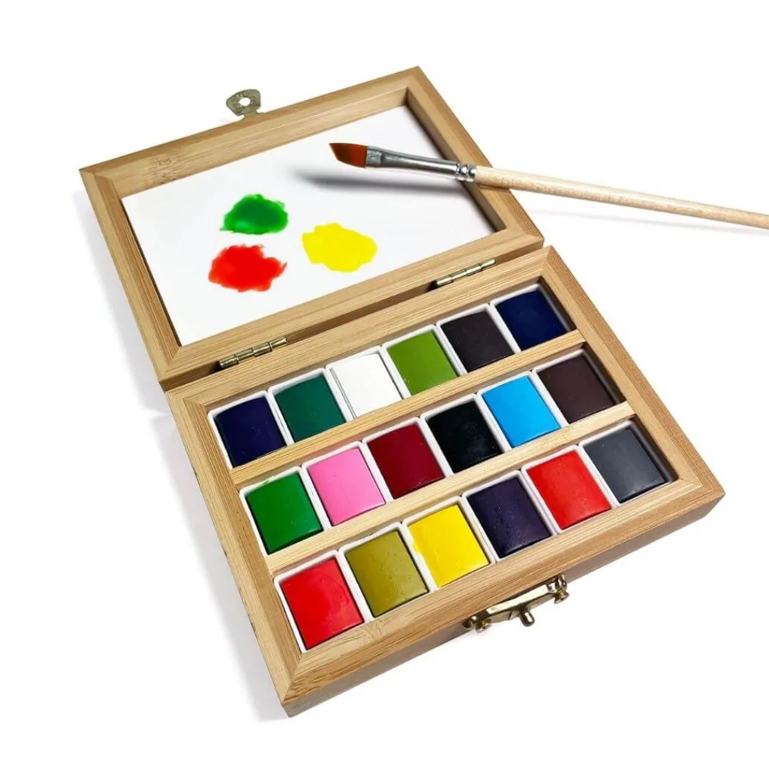 Eco-Kids 4 Years|3 Years < Watercolor Set in a Bamboo Box