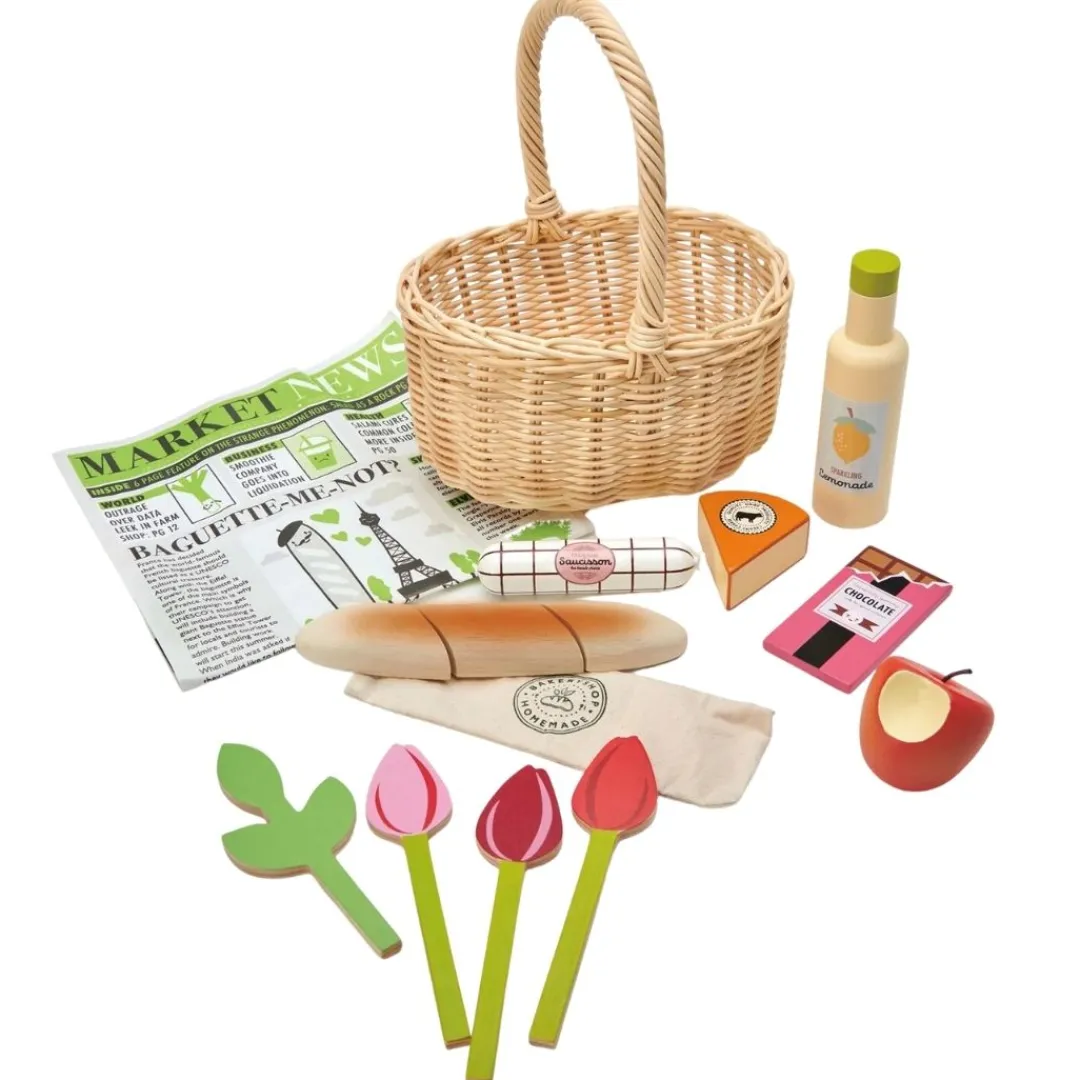 Tender Leaf Toys Wooden Toys|4 Years < Wicker Farmer's Market Shopping Basket