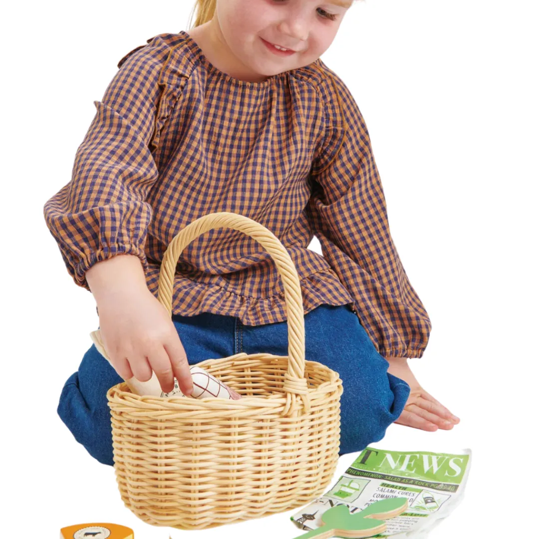 Tender Leaf Toys Wooden Toys|4 Years < Wicker Farmer's Market Shopping Basket