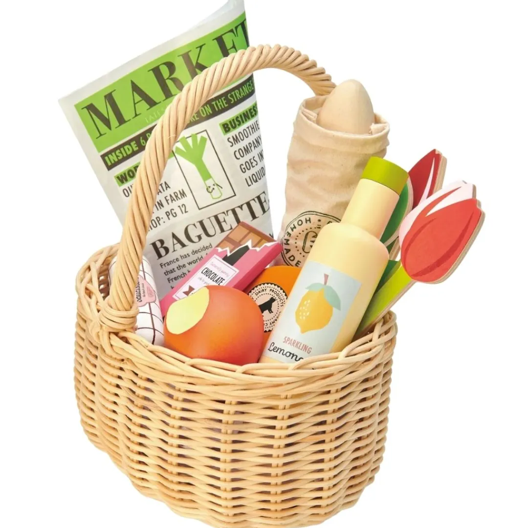 Tender Leaf Toys Wooden Toys|4 Years < Wicker Farmer's Market Shopping Basket