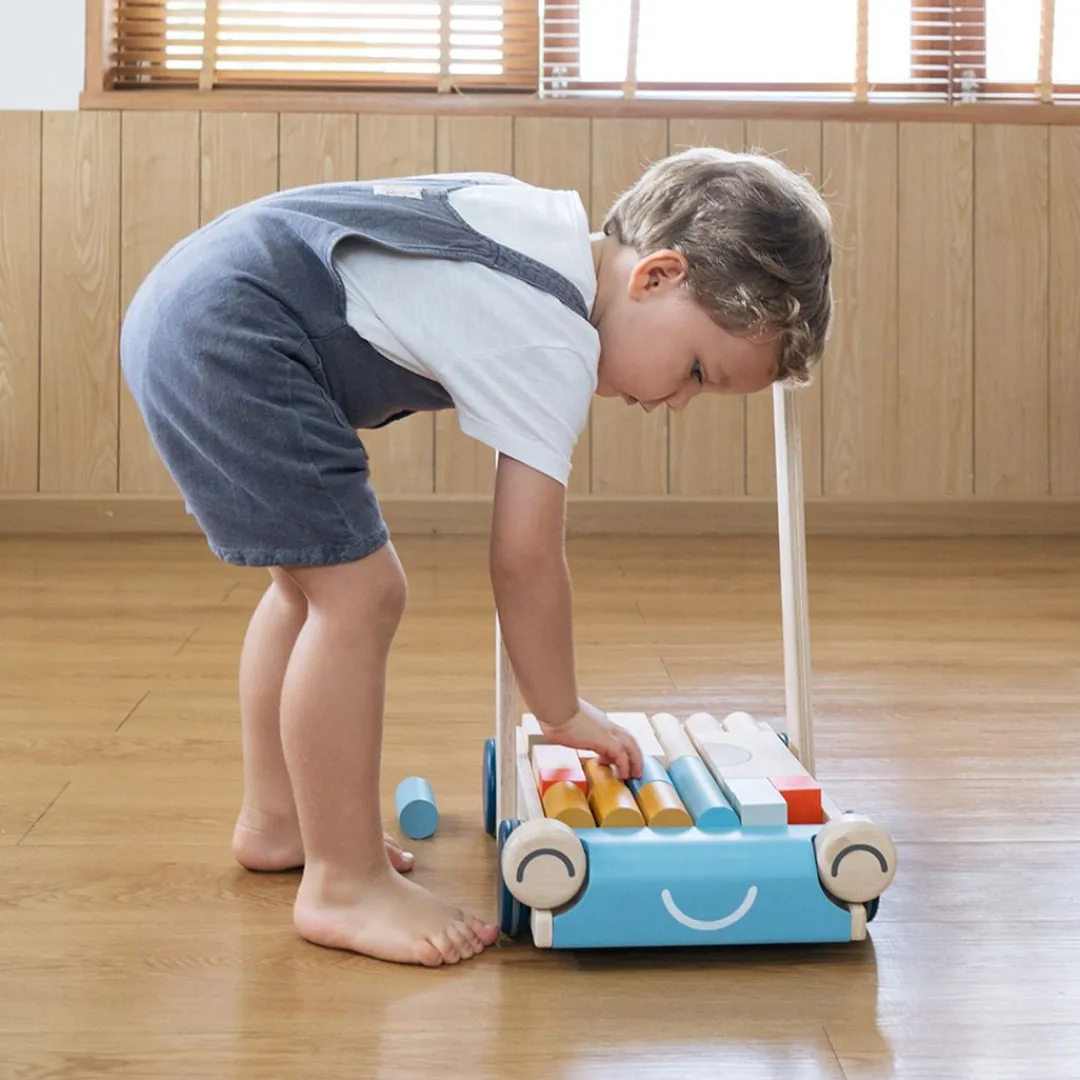 PlanToys USA 12-24 Months|Baby Walkers & Pull Toys < Wooden Baby Walker & Block Set