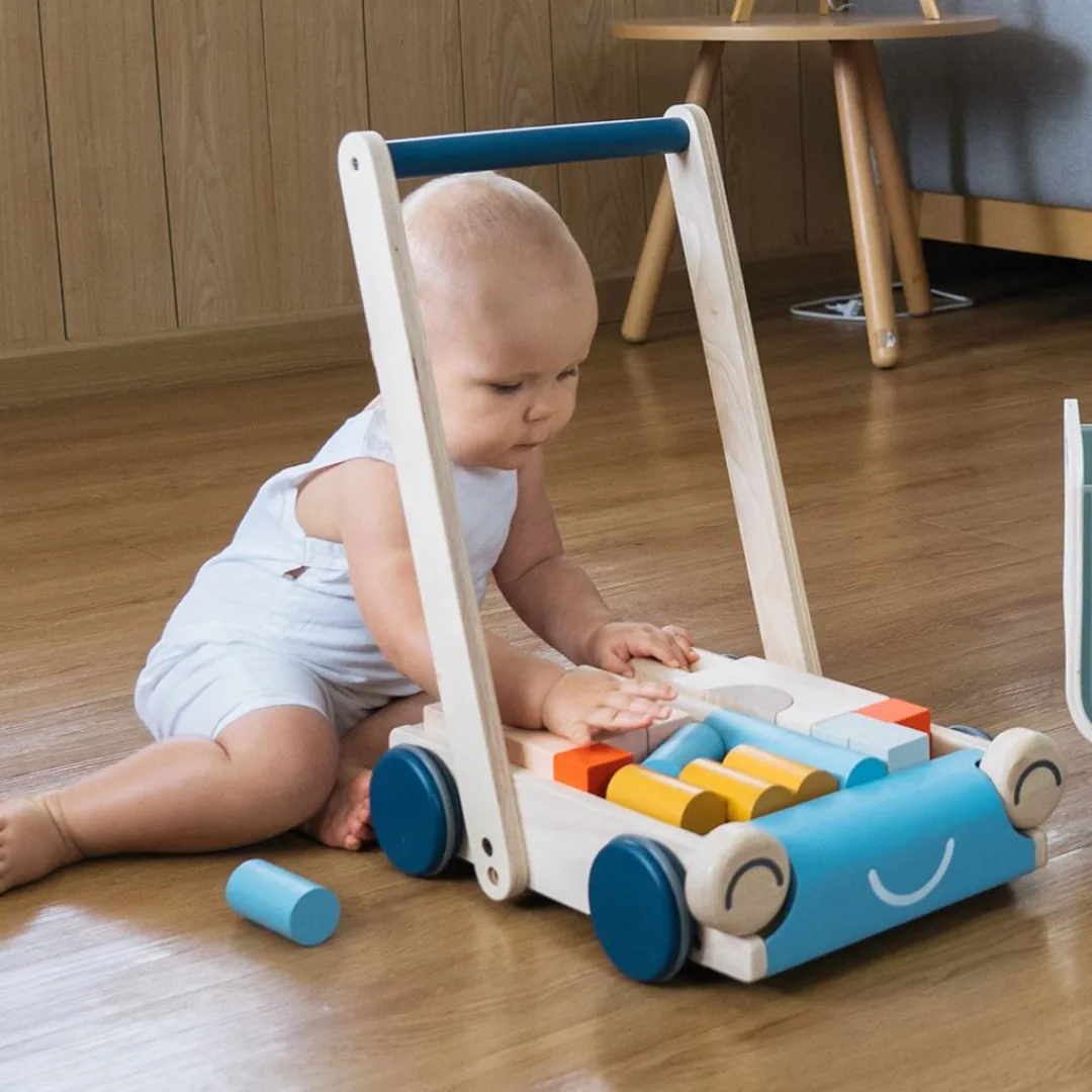 PlanToys USA 12-24 Months|Baby Walkers & Pull Toys < Wooden Baby Walker & Block Set