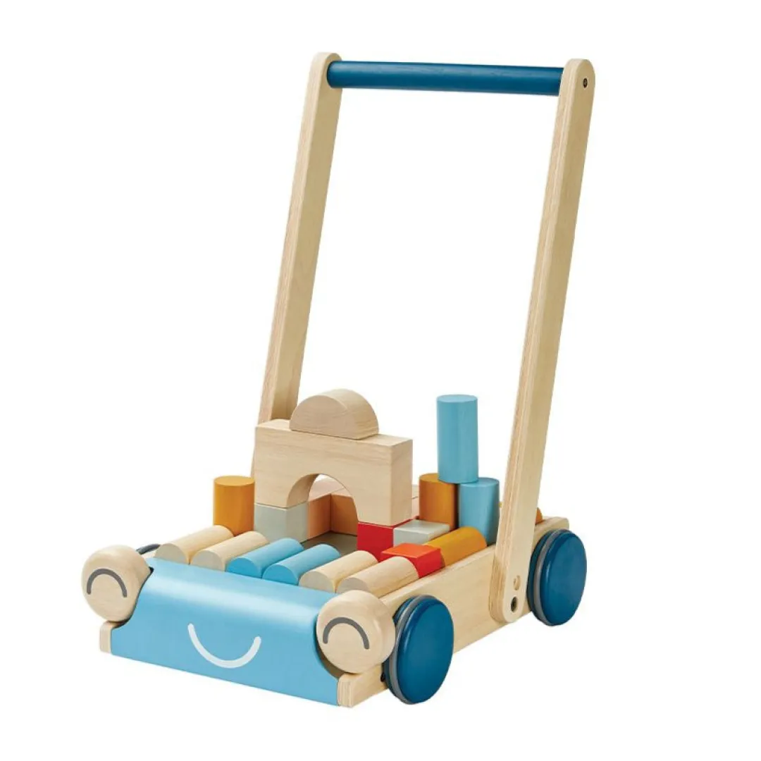 PlanToys USA 12-24 Months|Baby Walkers & Pull Toys < Wooden Baby Walker & Block Set