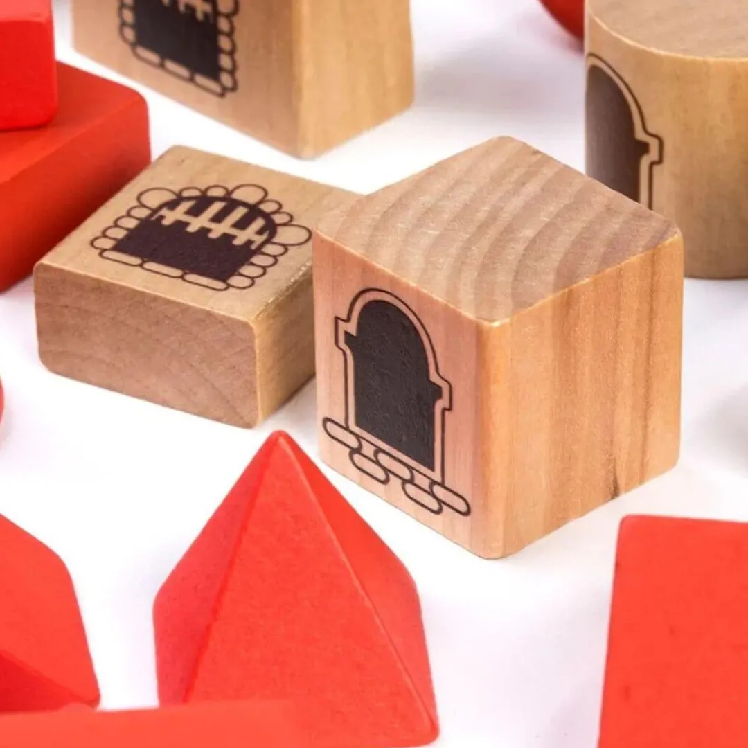 Miniland Wooden Toys|4 Years < Wooden Castle Building Blocks Set