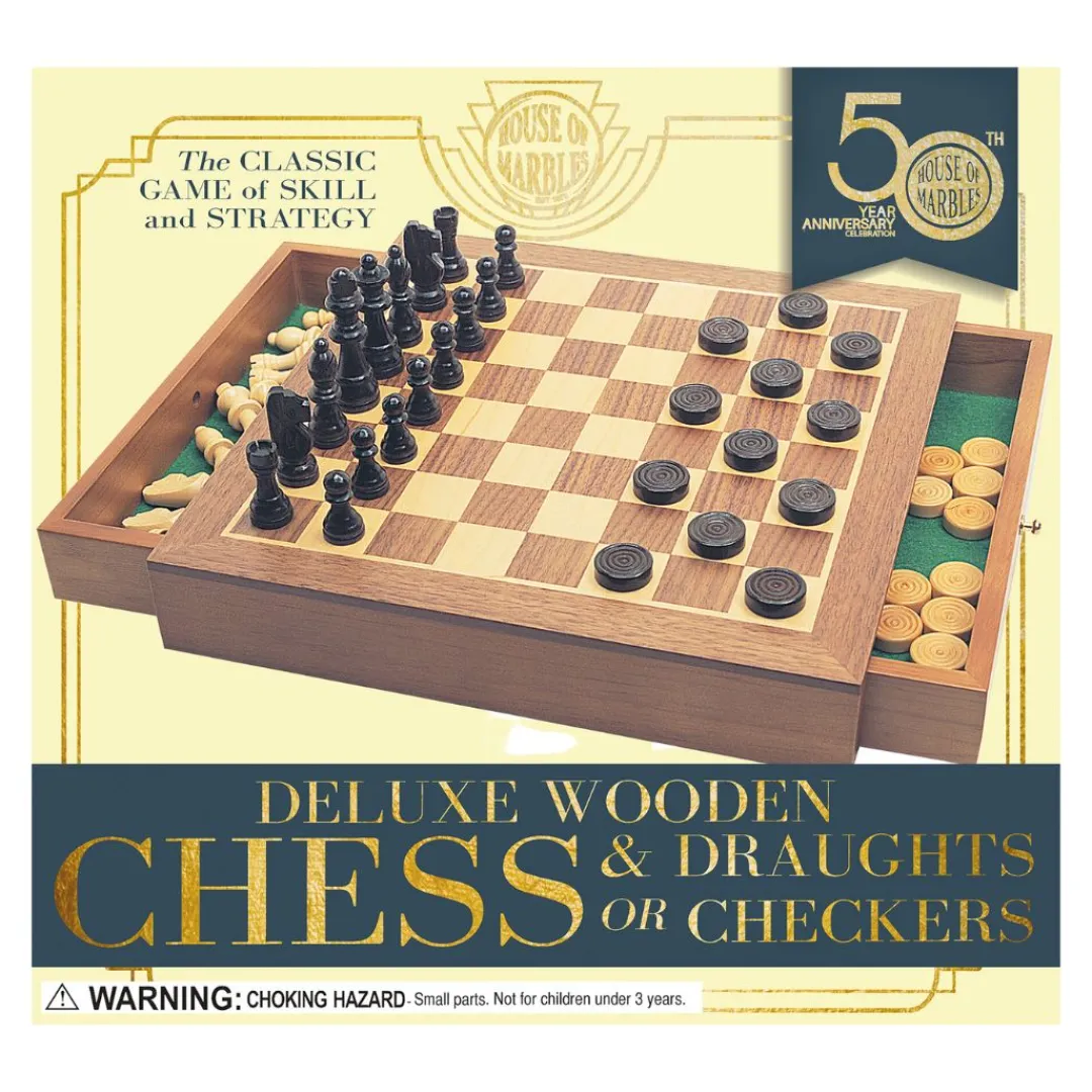 House of Marbles Wooden Toys|Games < Wooden Chess and Checkers Set