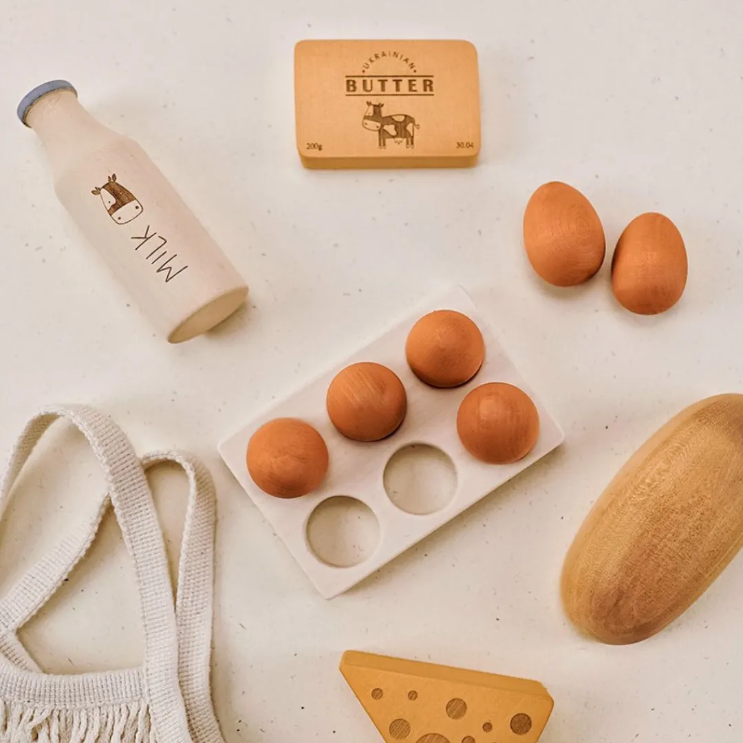 Sabo Wooden Toys|4 Years < Wooden Country Play Food Set