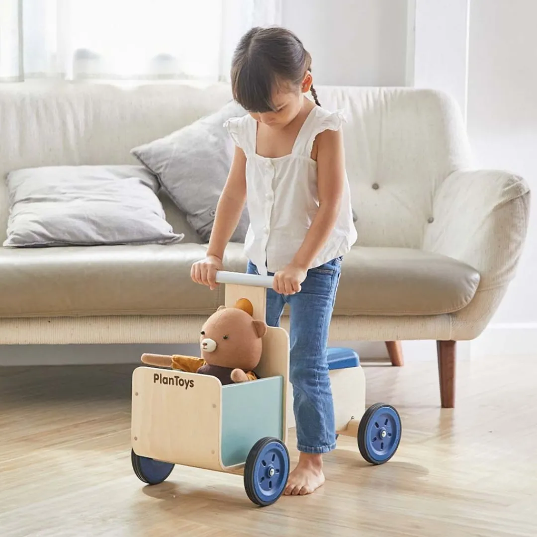 PlanToys USA 12-24 Months|Wooden Toys < Wooden Delivery Bike - Orchard