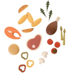 Sabo Wooden Toys|4 Years < Wooden Dinner Play Food Set