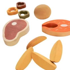 Sabo Wooden Toys|4 Years < Wooden Dinner Play Food Set