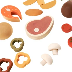 Sabo Wooden Toys|4 Years < Wooden Dinner Play Food Set