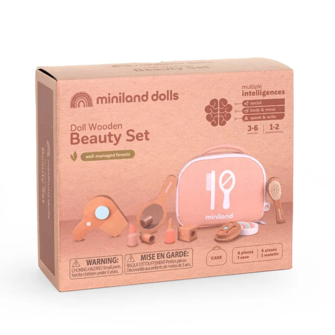 Miniland Dolls|4 Years < Wooden Doll Beauty Set