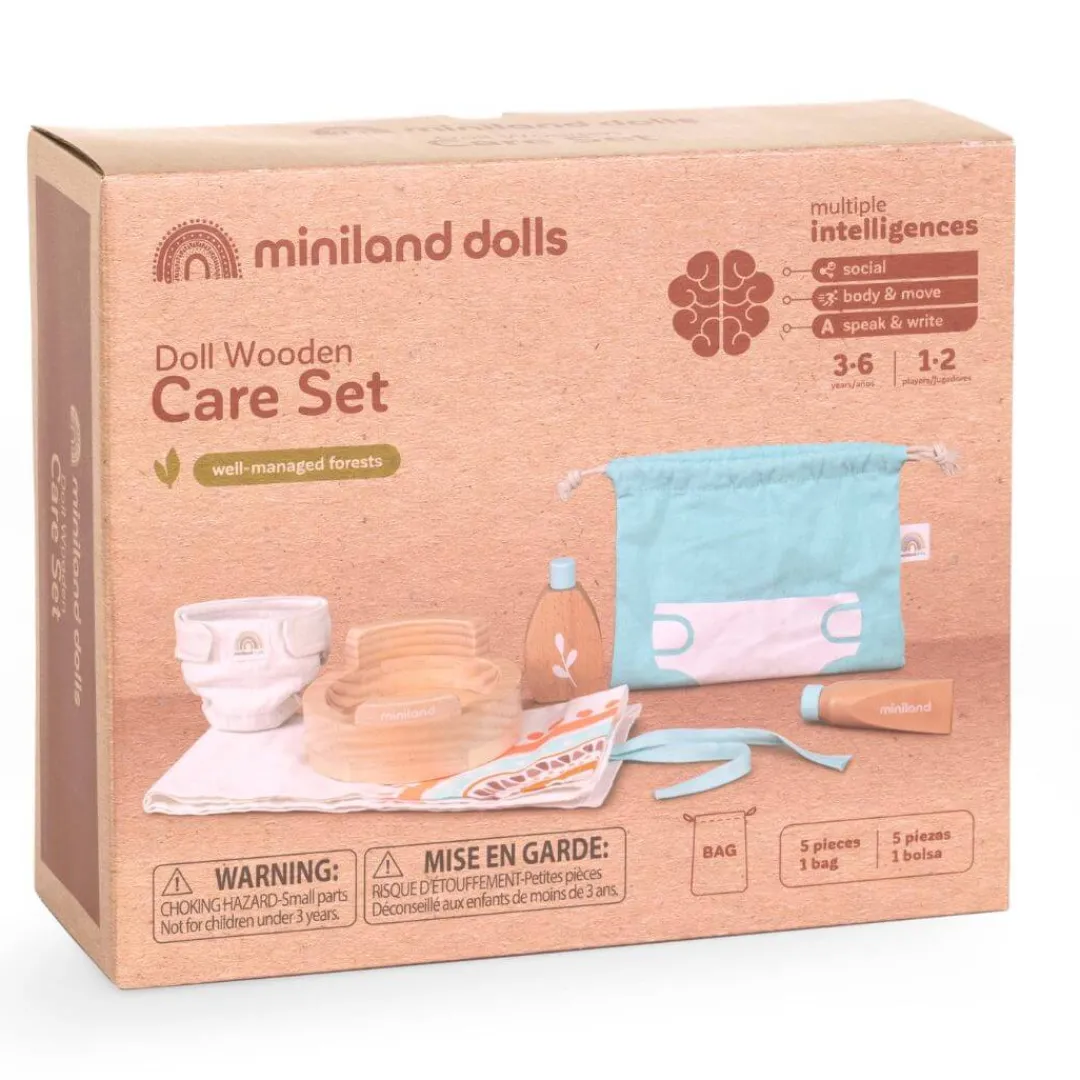 Miniland Dolls|2 Years < Wooden Doll Care Set