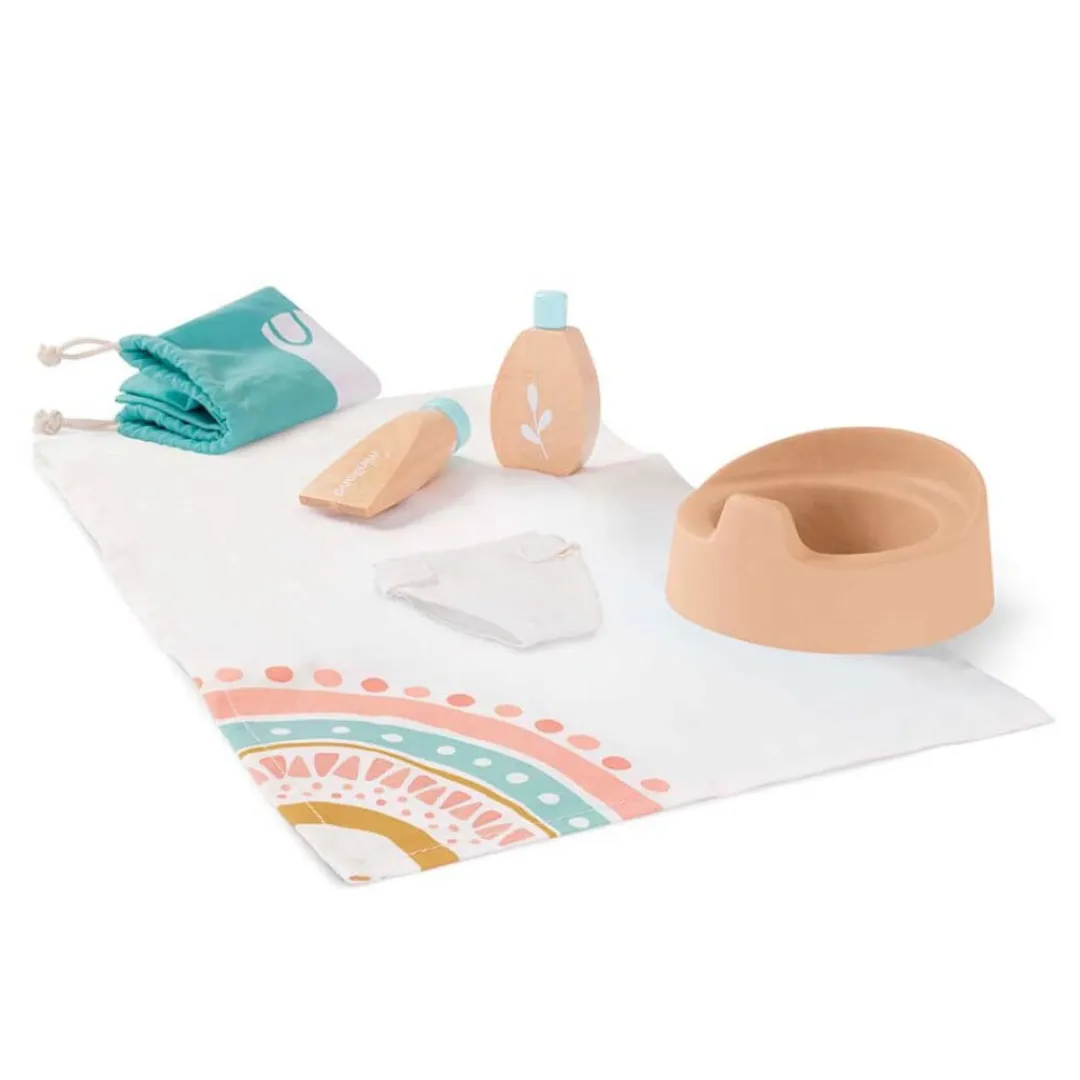 Miniland Dolls|2 Years < Wooden Doll Care Set