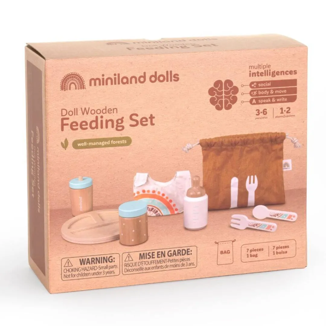 Miniland Dolls|4 Years < Wooden Doll Feeding Set
