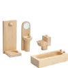 PlanToys Wooden Toys|4 Years < Wooden Dollhouse Furniture - Classic Bathroom