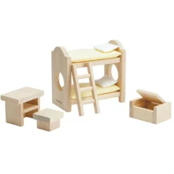 PlanToys Wooden Toys|4 Years < Wooden Dollhouse Furniture - Children's Bedroom