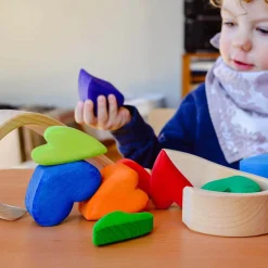 Grimm's Spiel u0026 Holz Wooden Toys|4 Years < Wooden Heart Blocks - Rainbow