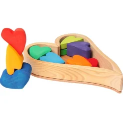 Grimm's Spiel u0026 Holz Wooden Toys|4 Years < Wooden Heart Blocks - Rainbow