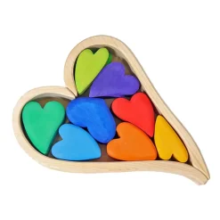 Grimm's Spiel u0026 Holz Wooden Toys|4 Years < Wooden Heart Blocks - Rainbow