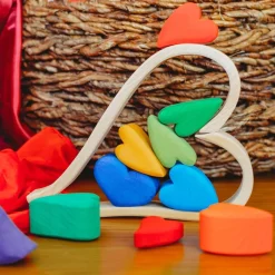 Grimm's Spiel u0026 Holz Wooden Toys|4 Years < Wooden Heart Blocks - Rainbow