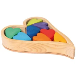 Grimm's Spiel u0026 Holz Wooden Toys|4 Years < Wooden Heart Blocks - Rainbow