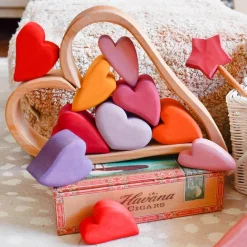 Grimm's Spiel u0026 Holz Wooden Toys|4 Years < Wooden Heart Blocks - Red