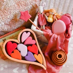 Grimm's Spiel u0026 Holz Wooden Toys|4 Years < Wooden Heart Blocks - Red