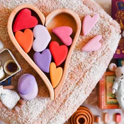 Grimm's Spiel u0026 Holz Wooden Toys|4 Years < Wooden Heart Blocks - Red