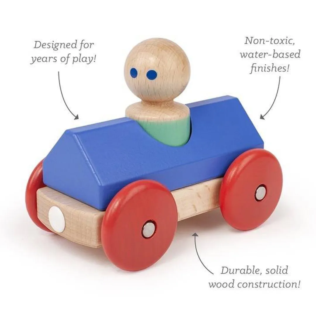 Tegu 12-24 Months|2 Years < Wooden Magnetic Racer - Blue