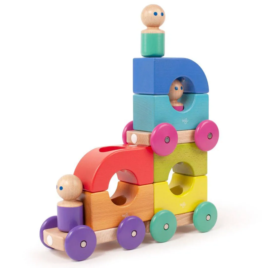 Tegu 12-24 Months|2 Years < Wooden Magnetic Rainbow Tram