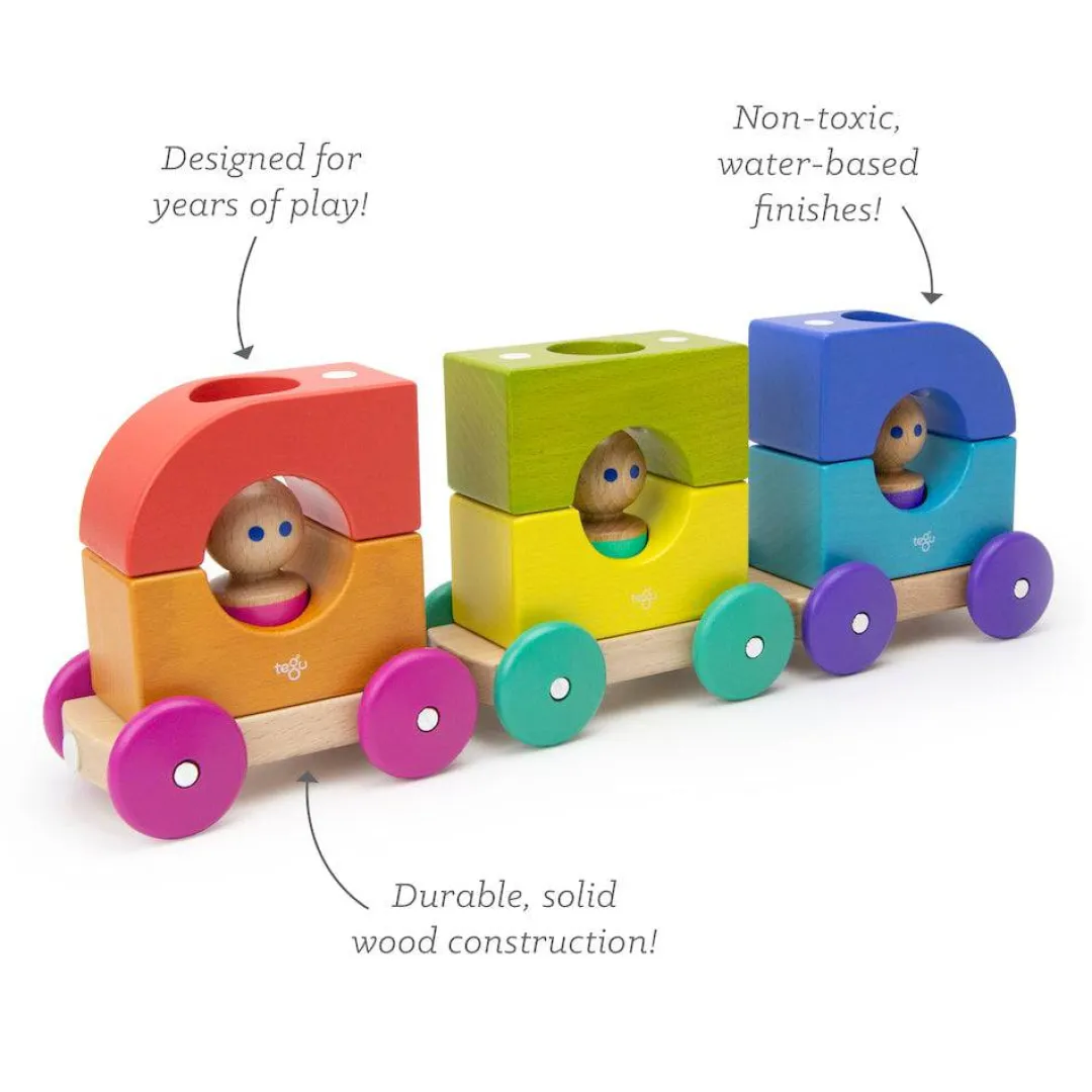 Tegu 12-24 Months|2 Years < Wooden Magnetic Rainbow Tram