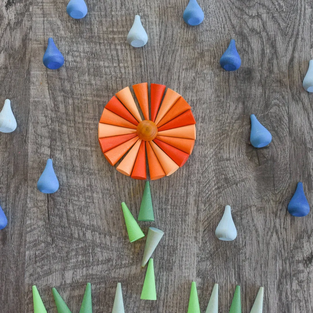 Grapat Wooden Toys|4 Years < Wooden Mandala Set, Blue Raindrops