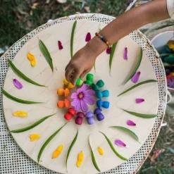 Grapat Wooden Toys|4 Years < Wooden Mandala Set - Rainbow Mushrooms