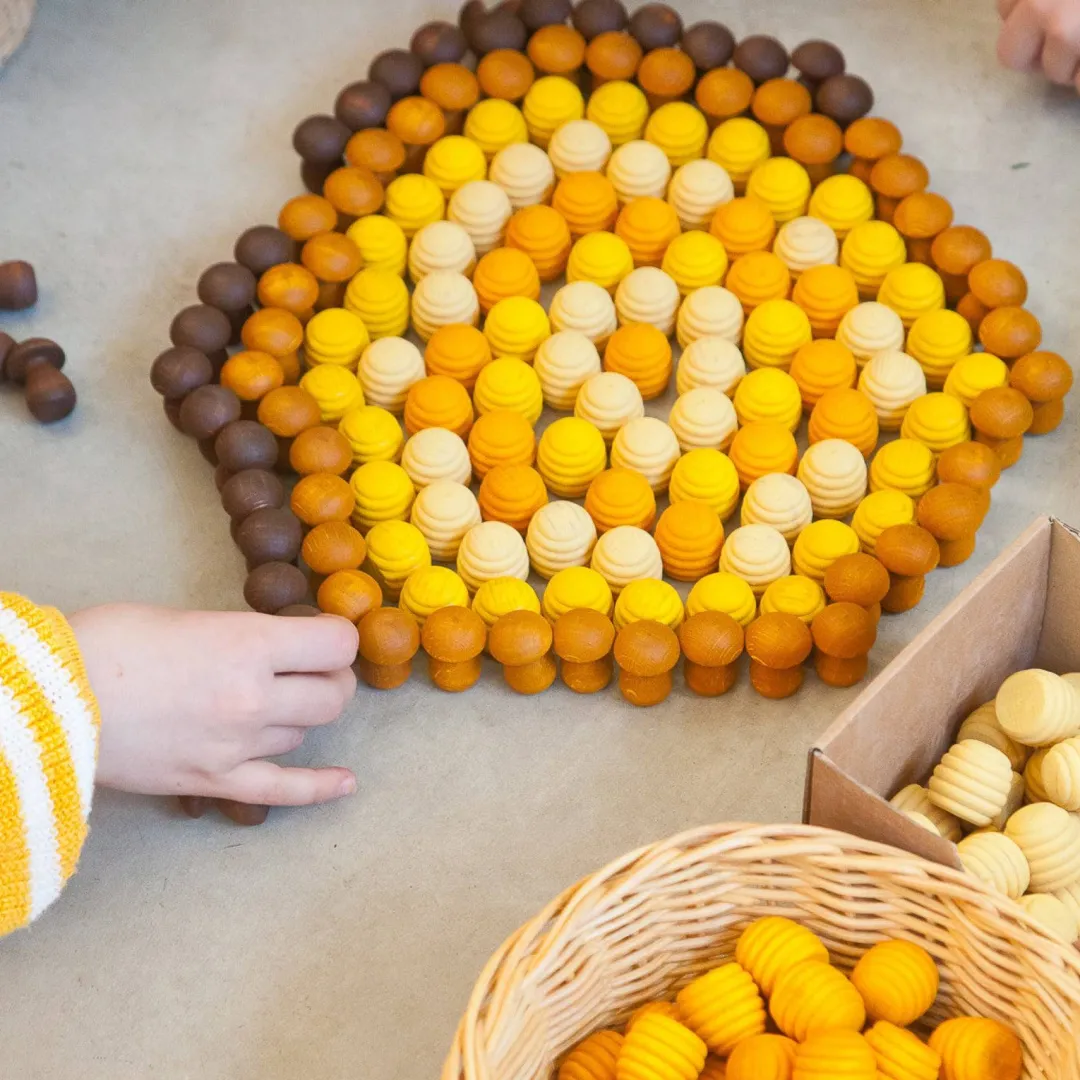 Grapat Wooden Toys|4 Years < Wooden Mandala Set, Yellow Beehives