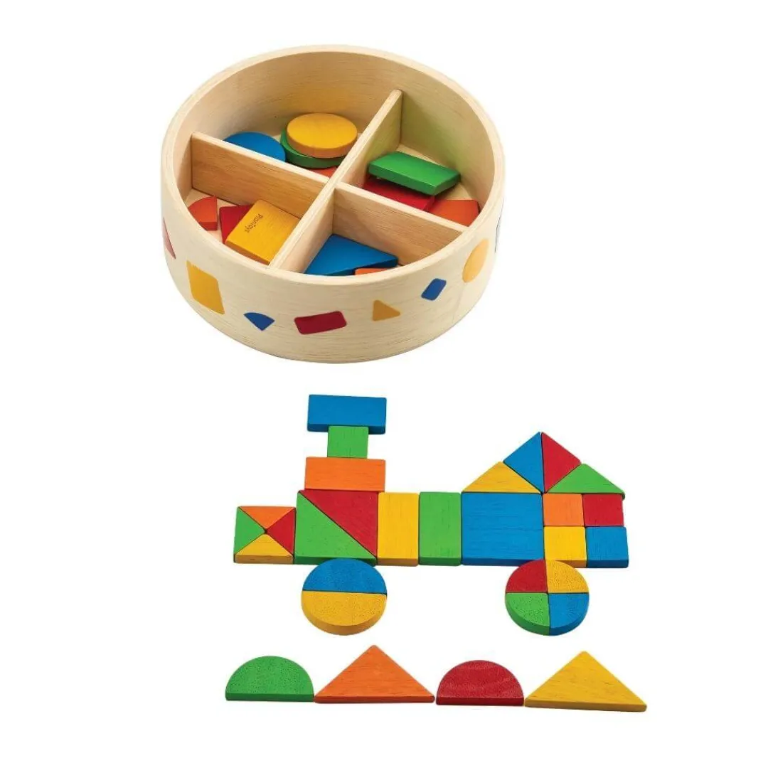 PlanToys Wooden Toys|Early Learning < Wooden Mosaic Shapes with Container
