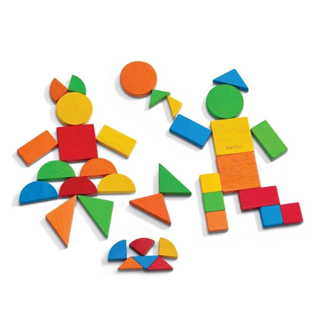 PlanToys Wooden Toys|Early Learning < Wooden Mosaic Shapes with Container