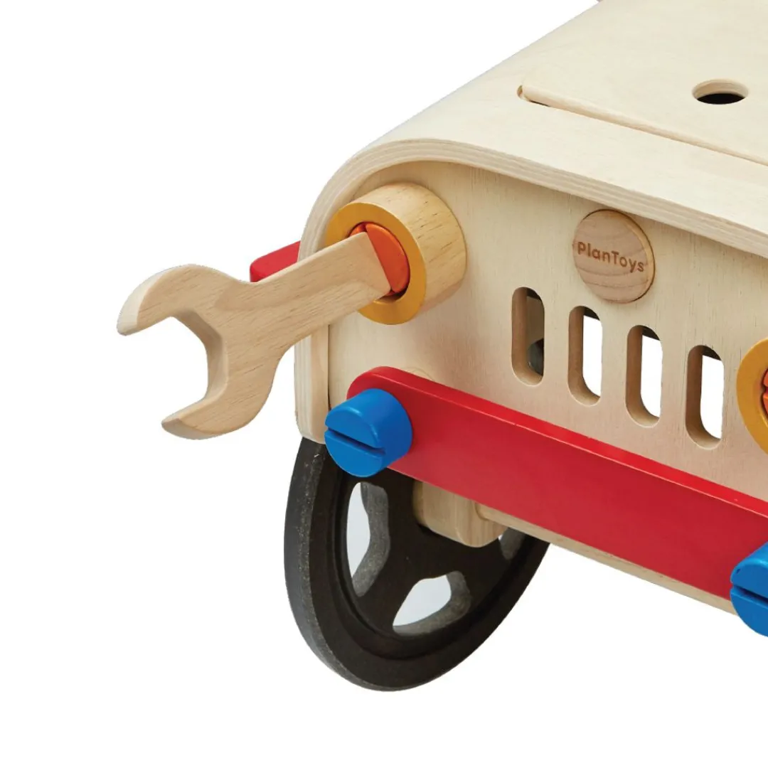 PlanToys USA 4 Years|3 Years < Wooden Motor Mechanic Car Repair Set