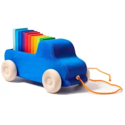 Grimm's Spiel u0026 Holz 12-24 Months|2 Years < Wooden Pull Along Truck with Rainbow Blocks