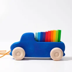 Grimm's Spiel u0026 Holz 12-24 Months|2 Years < Wooden Pull Along Truck with Rainbow Blocks